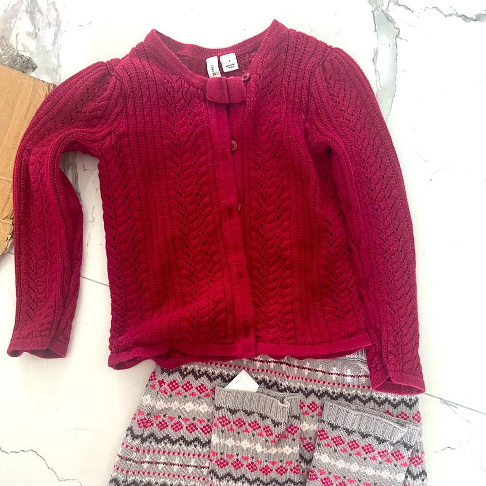 Size 3-4 girls skirt with leg warmers and cardigan